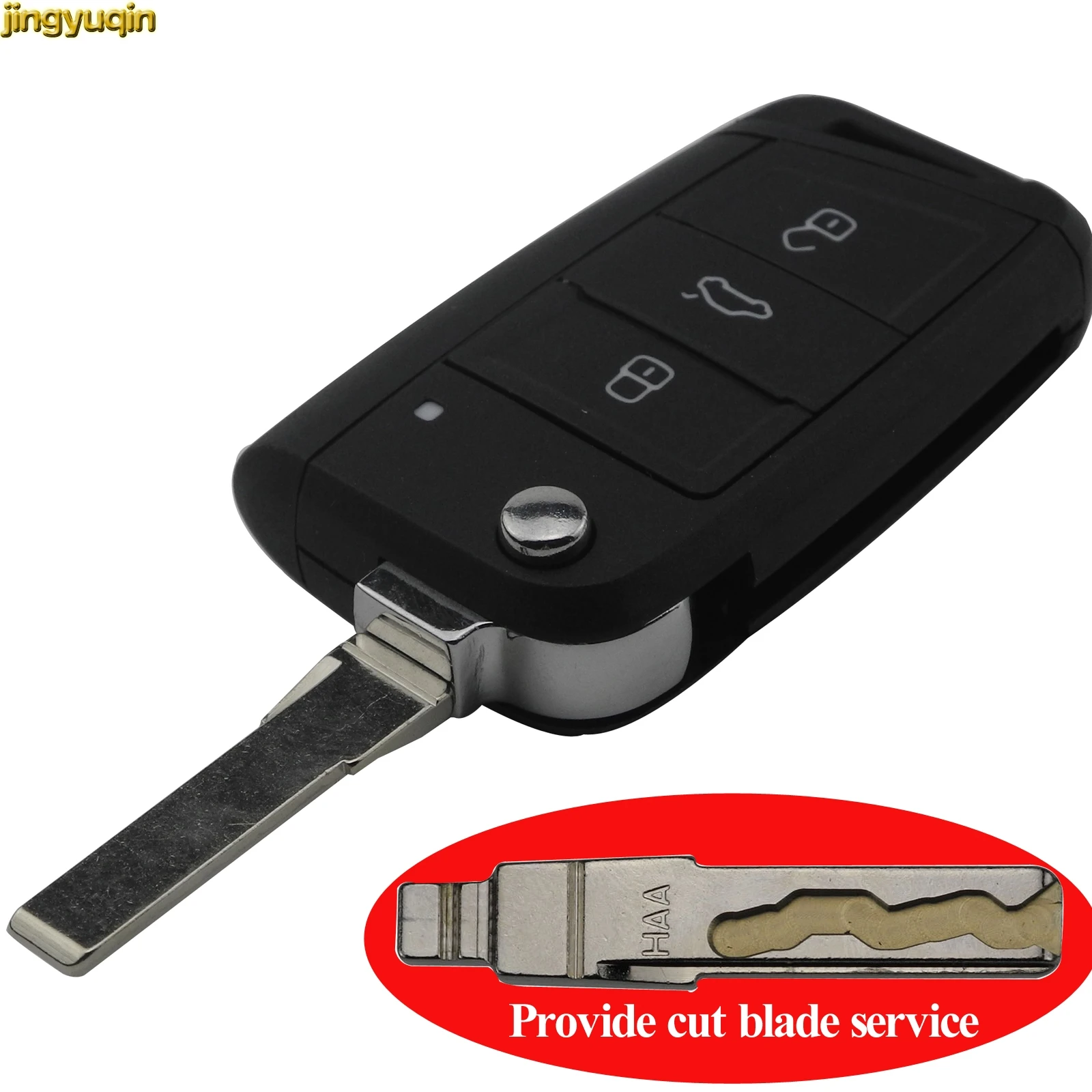 

Jingyuqin Cut Blade Service 3 Buttons Modified Folding Flip Remote Car Key Shell for VW Golf 7 GTI MK7 Skoda Octavia A7 for Seat