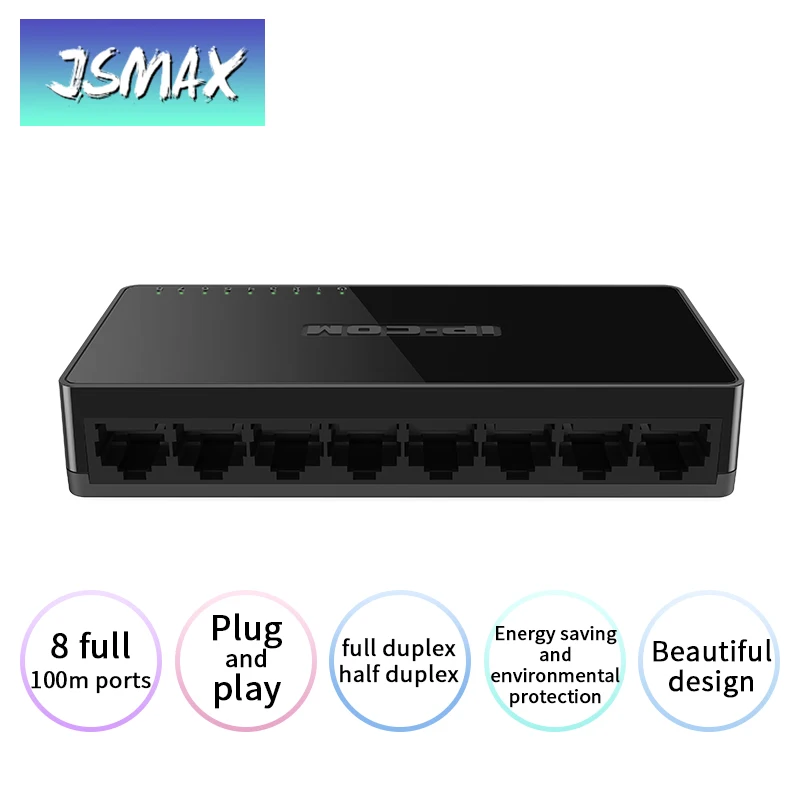 Сетевой коммутатор JSMAX JSF1008-S 8 RJ45 10/100 м поддержка подключения к веб-камере |