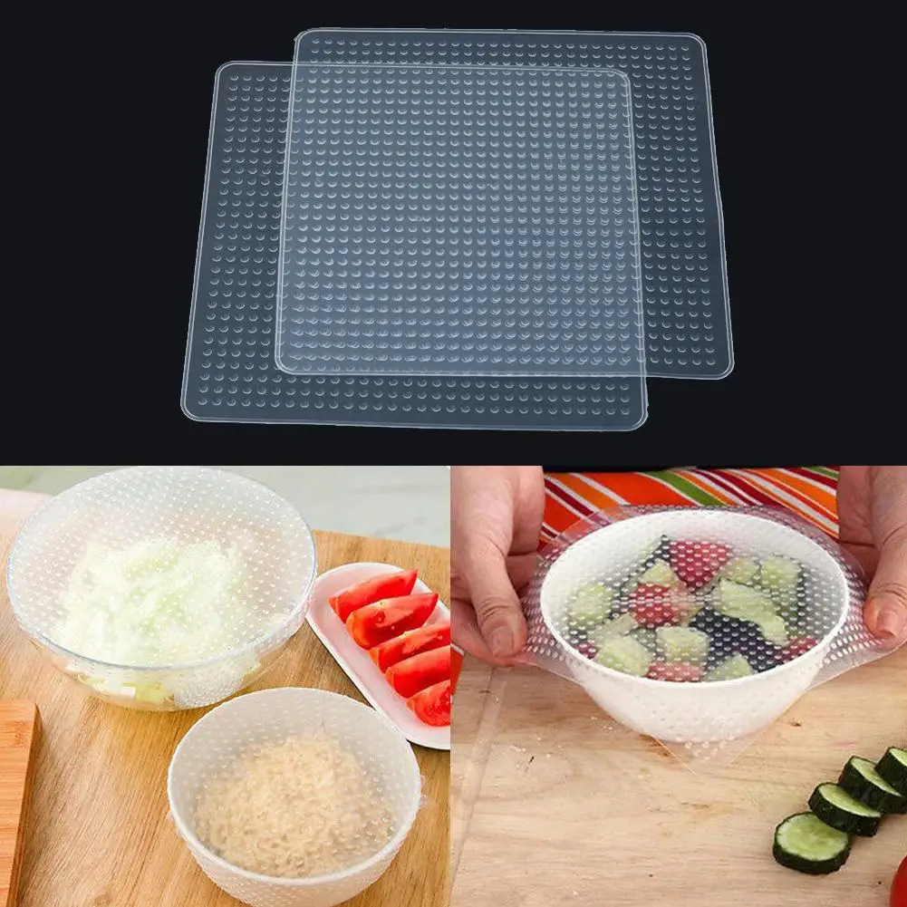 

Силиконовые Еда Обёрточная бумага прозрачная многоразовая печать крышка свежие плёнки Кухня инструмент