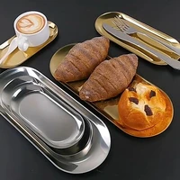 stainless steel dessert dining plate nordic style gold silver nut cake fruit plate towel tray snack western steak kitchen tools