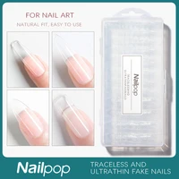 nailpop 600pcs nail tips fingernails fake nail tip clearwhitenaturalmatt false nails acrylic full cover nails set