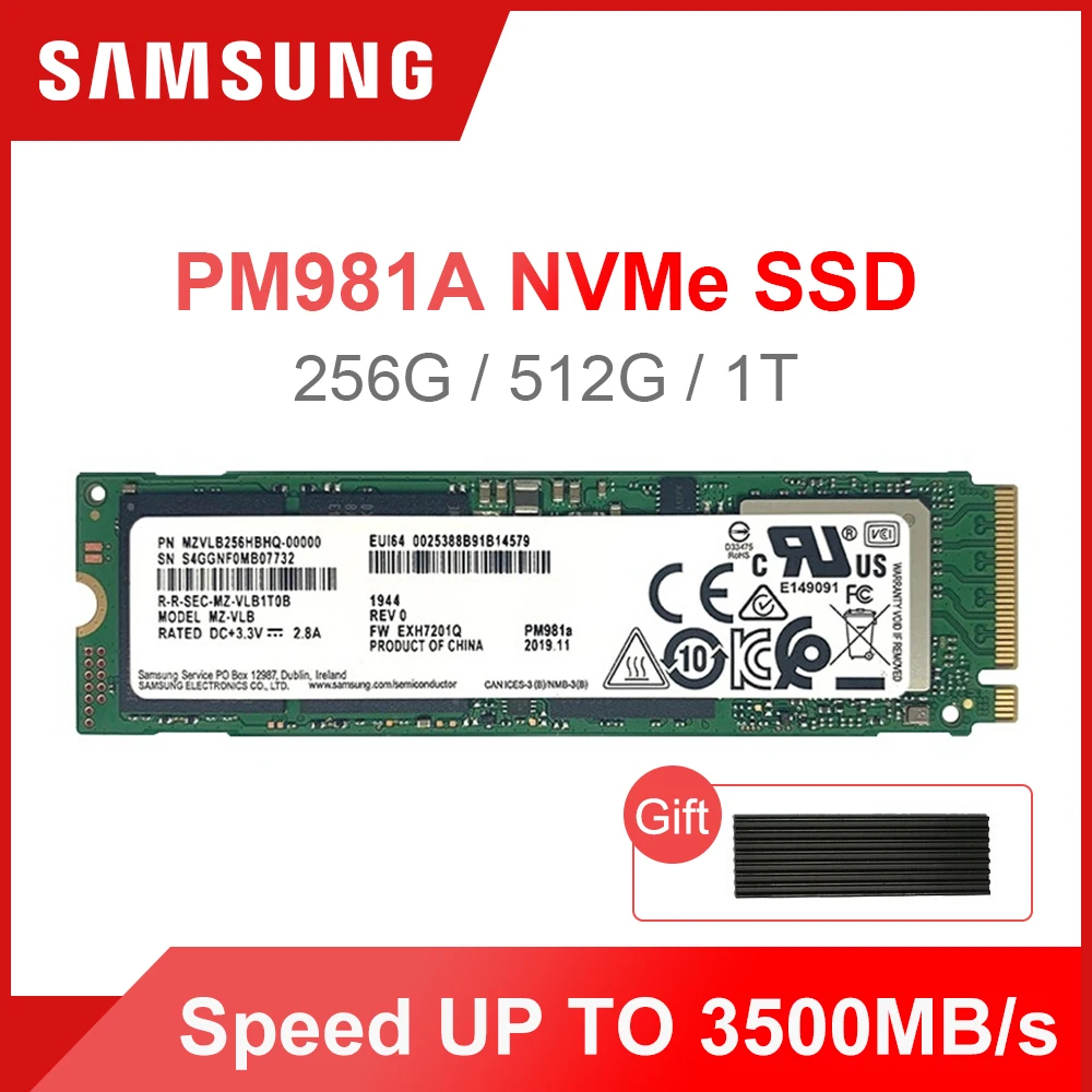 Внутренний твердотельный накопитель SAMSUNG M.2 SSD PM981A 256 ГБ 512 ТБ M2 NVMe PCIe 3 0x4 для