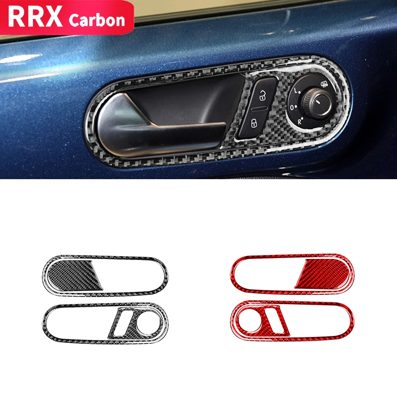 

RRX 4Pcs Car Door Handle Panel Decoration Frame Cover Real Carbon Fiber Stickers for VW Beetle 2012-2019 Car Styling Accessories