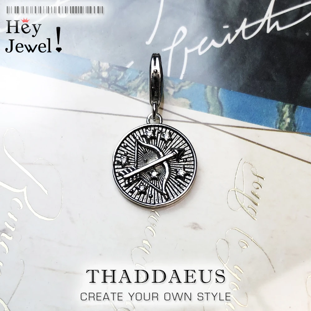 Шарм подвеска из серебра 925 пробы со знаком зодиака Стрелец для браслета модный