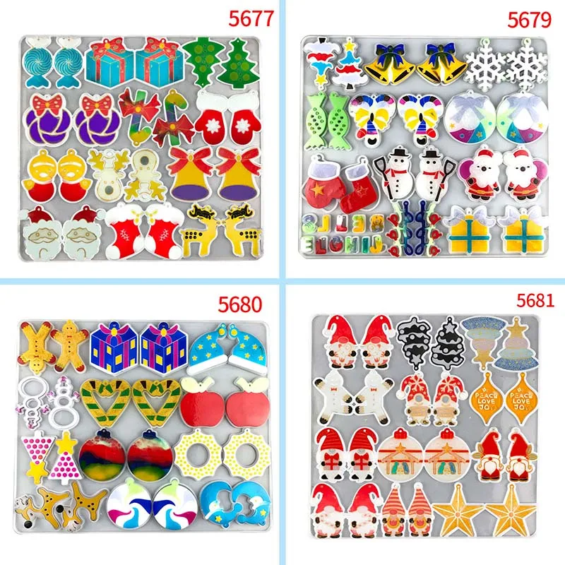

Christmas Earrings Crystal Epoxy Resin Mold DIY Christmas Decor Santa Claus Star Christmas Tree Earrings Pendant Silicone Mold