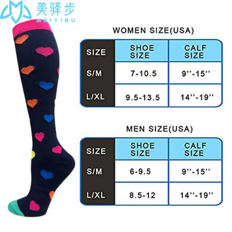 3/6/7 Pairs Per Set Compression Socks for Women Men Sport Nylon Stockings Best for Running Travel Cycling Nurse