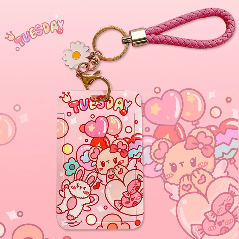 

Yisuremia New Arrival Kawaii Slip Cover Card Holder Key Chain Credit ID Bank Bus Card Protective Case Japanese School Stationery