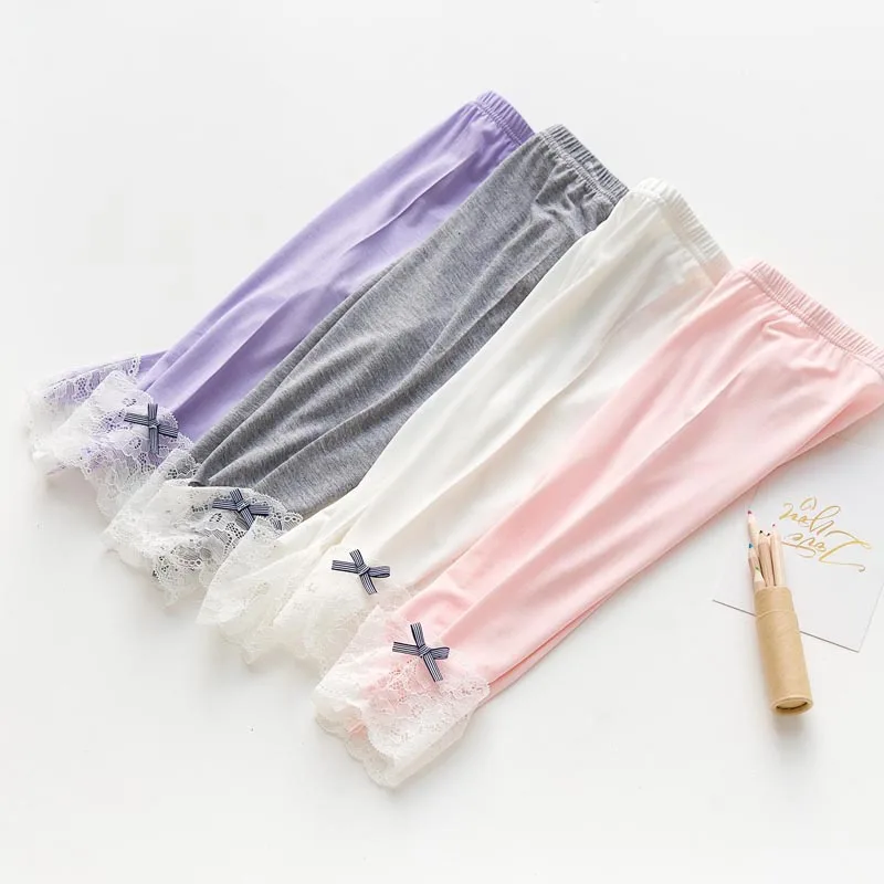 

Fashion Toddler Baby Girl Leggings Bowknot Lace Skinny Trousers for 2-12Y Girls Summer Children Clothing
