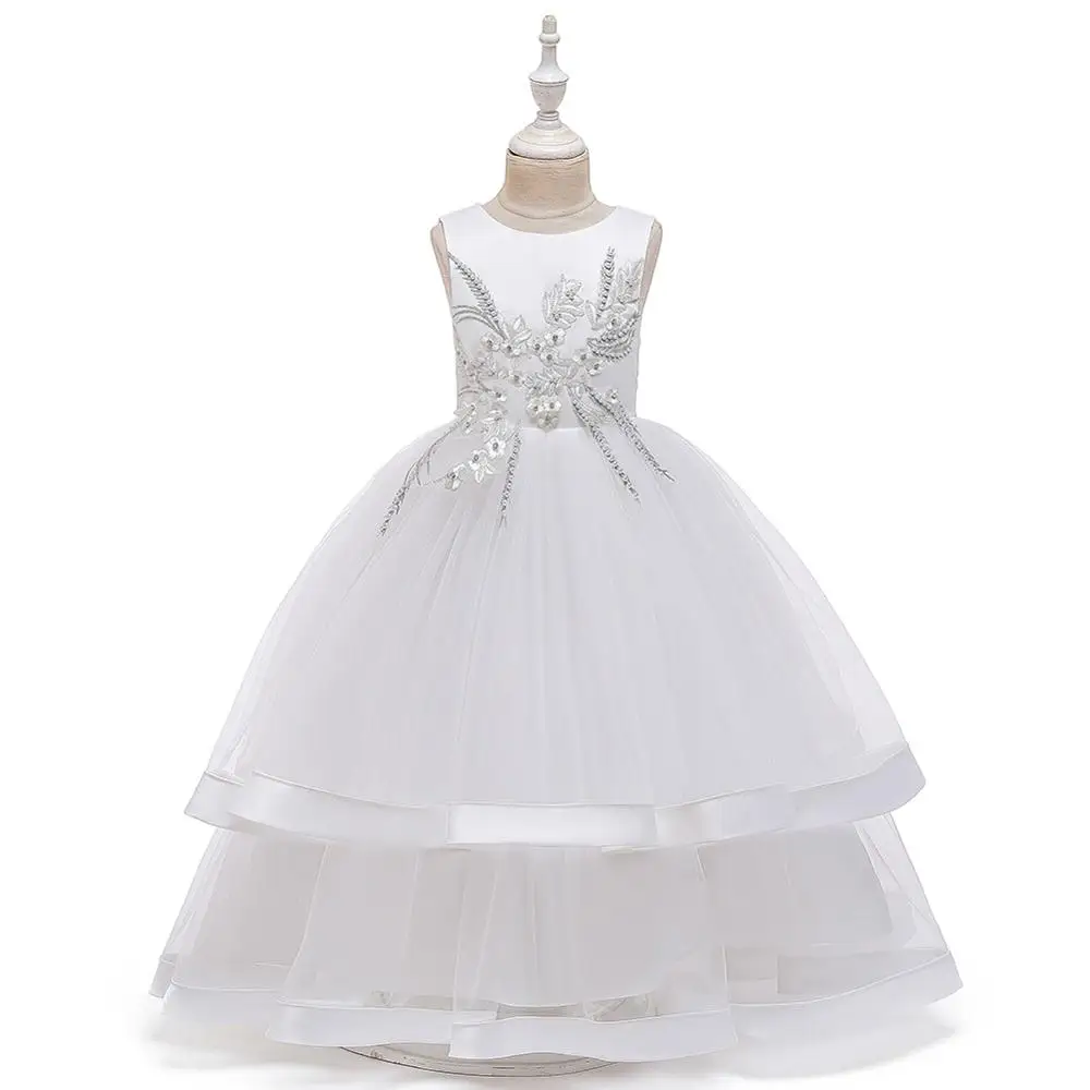 

Flower Vintage Embroidery Baby Girls Dress Opening Ceremony Clothing Tutu Party Elegant Wear Girls Princess Dress Kids Vestidos