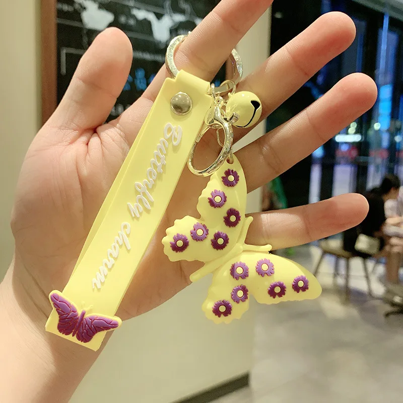 

New Butterfly Keychains Fashionable PVC Butterfly Key Chain Men's And Women's Car Bags Pendant Accessories Key Ring