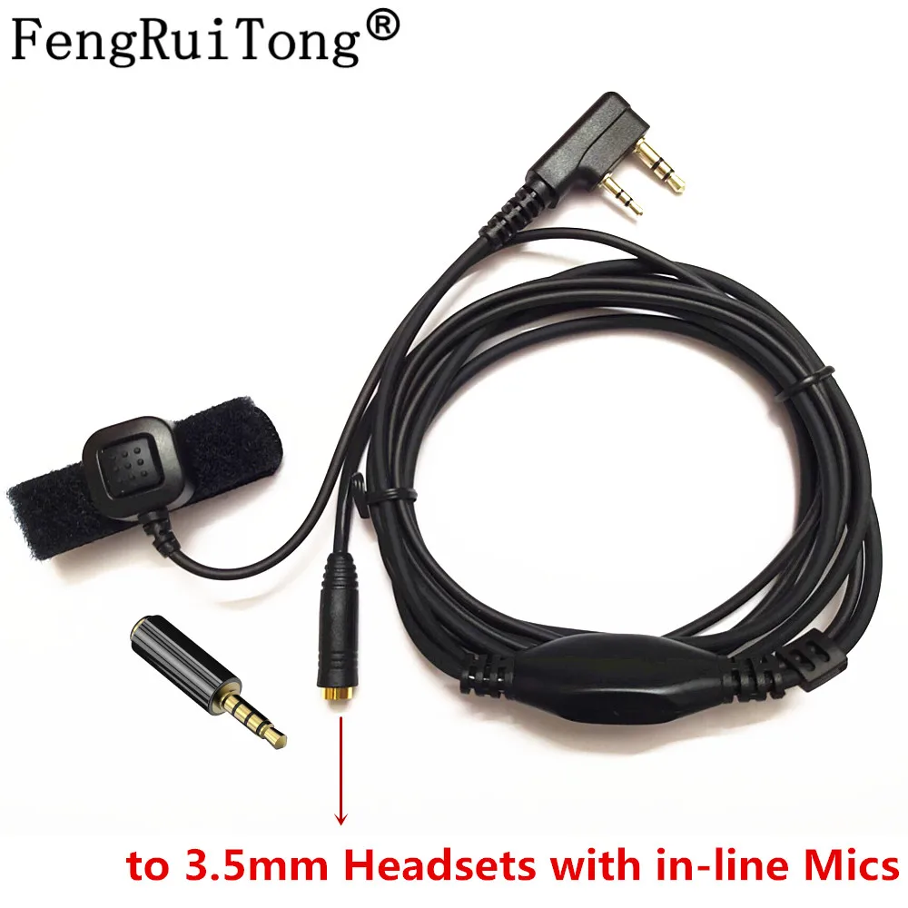 2 Pin K1 to 3.5MM Adapter with PTT-to-Talk ( with 2 Pin BaoFeng, Kenwood TYT Radios to 3.5mm Headsets with in-line Mics)