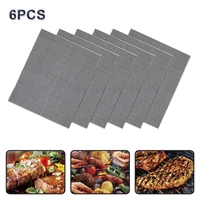 lmetjma 6pcs bbq grill mesh mats ptfe reusable barbecue grill baking mats nonstick grill sheet liners grilling mats kc0295