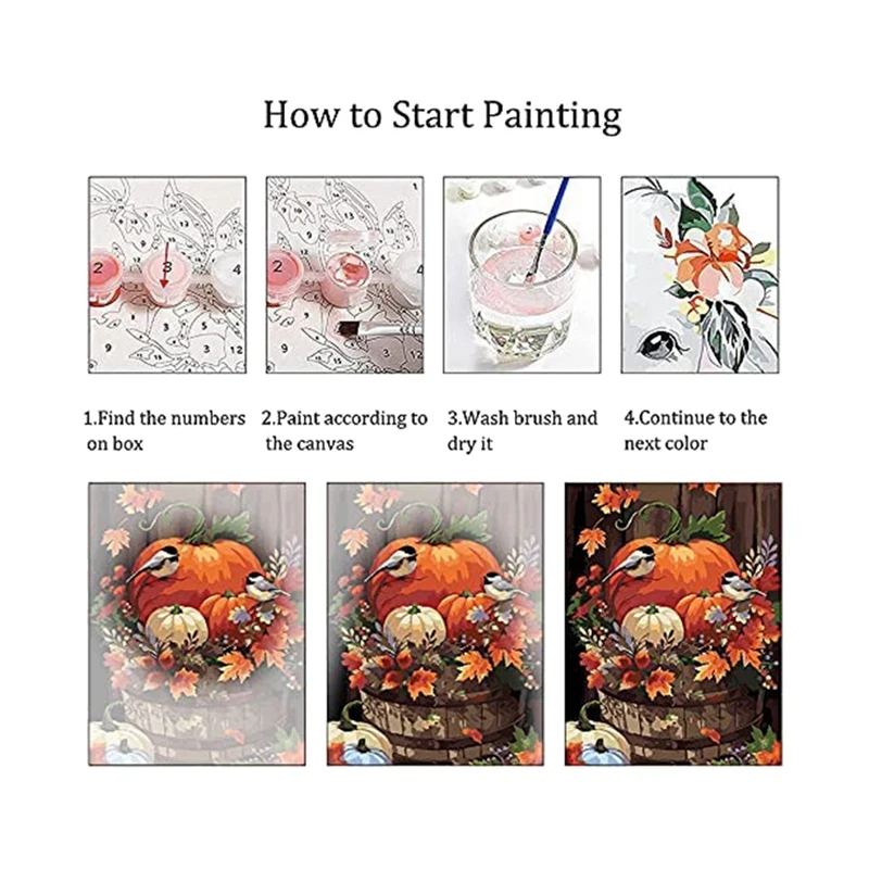 Thanksgiving Pumpkins Paint By Numbers For Adults Without Frame DIY Arts And Crafts Home Wall Decoration12x16 Inch | Дом и сад