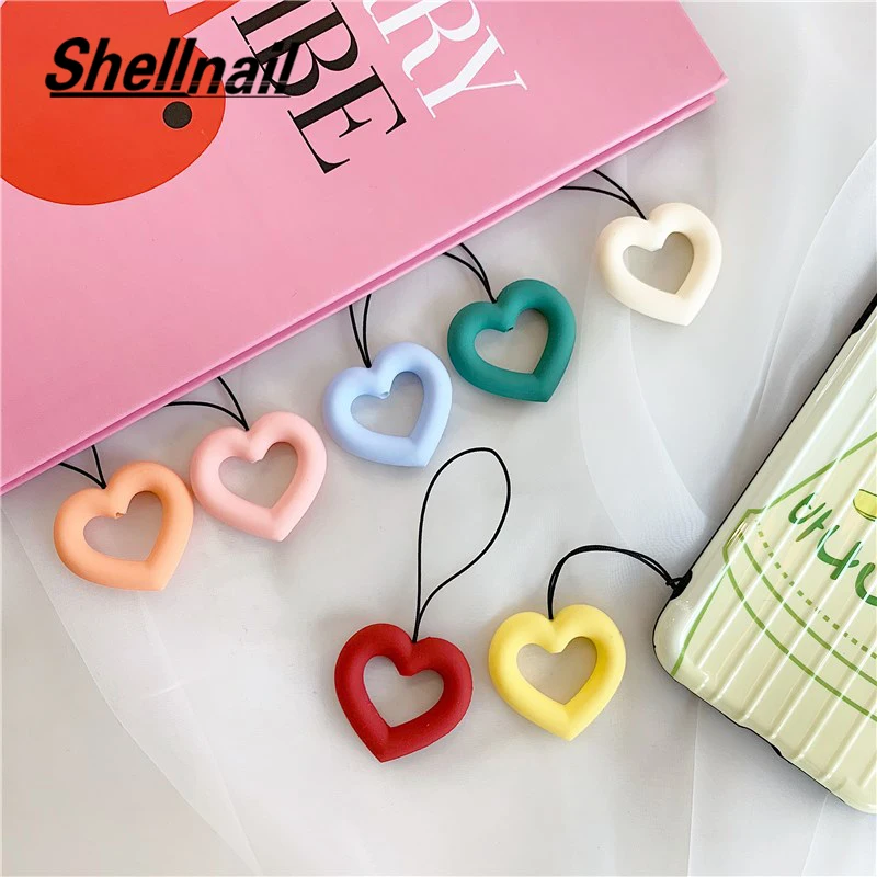 

SHELLNAIL Cute Phone Strap Silicon Pendant Mobile Phone Heart Charm Strap For Airpods Huawei Lanyard For Key ID Card USB Strap