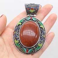 classical natural stone gem alloy egg pendant crystal quartz agate handmade crafts diy necklace jewelry accessories gift making