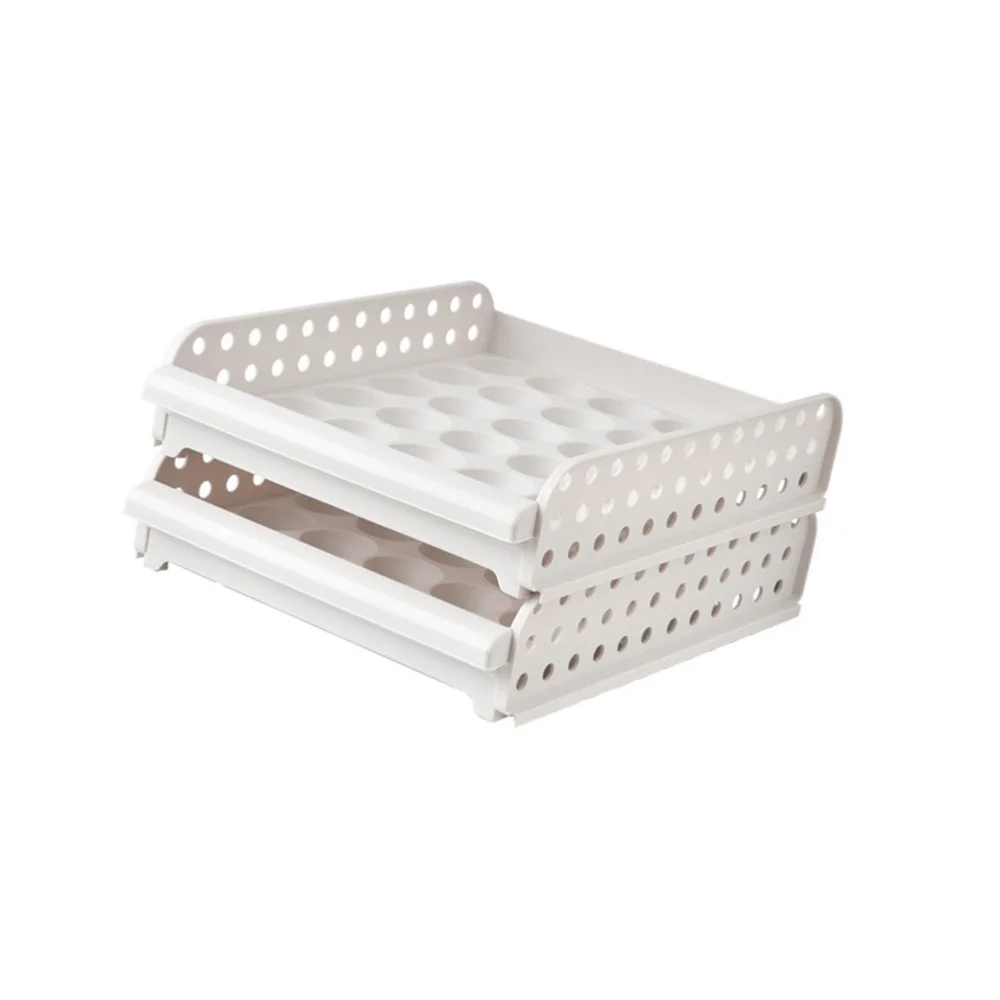 

Stackable Egg Storage Box 30 Grids Egg Container Egg Tray for Home Kitchen (White, Single-layer)