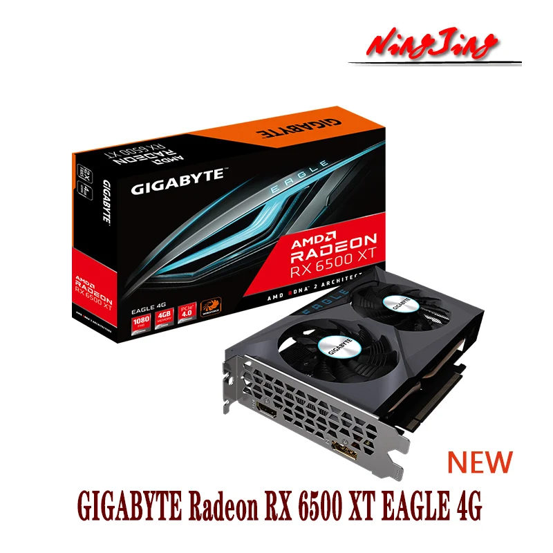 GIGABYTE Radeon RX 6500 XT NEW EAGLE 4G 6500XT 4GB 18000MHz  GDDR6 64-bit  6nm Support AMD Intel Desktop CPU