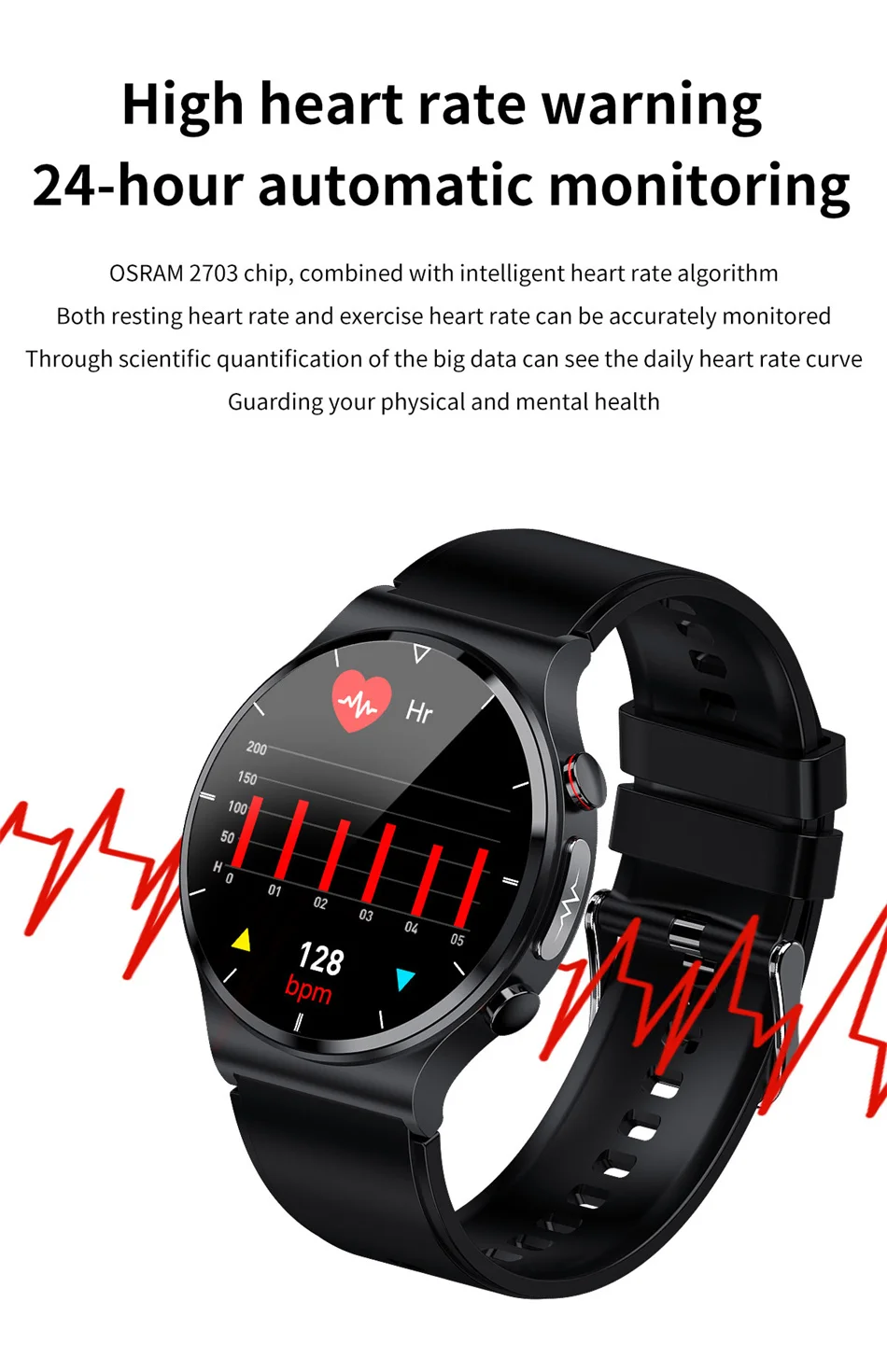 New Health Smart Watch Mens Blood Pressure Heart Rate ECG Watches Waterproof Sport Fitness Tracker Smartwatch For Huawei Xiaomi