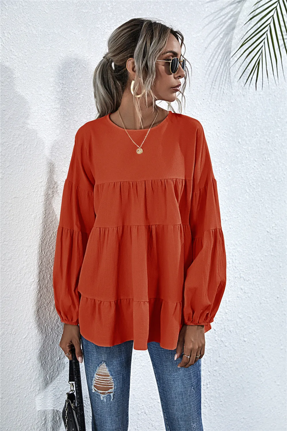 

Spring Japanese Women Blouses Shirt Fashion New Ruffles Long Sleeve Shirts Tops Pink Lady Vintage O Neck Solid Blusas 2021