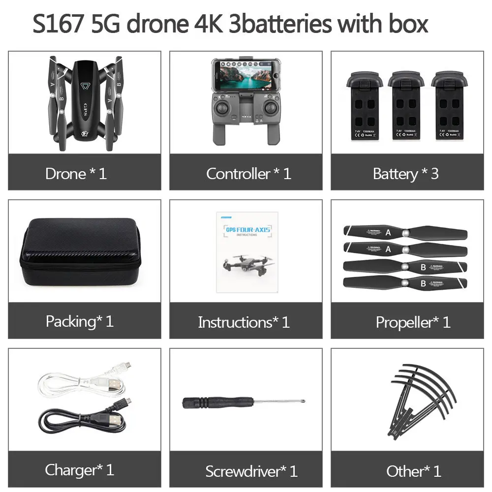 5G 3B With Bag CSJ S167 gps 5G wifi FPV Радиоуправляемый Дрон с камерой 4K Дрон с gps точка полета жеста фотографии видео авто возврат дома RC Квадрокоптер - Цвет: 5G 3B With Bag