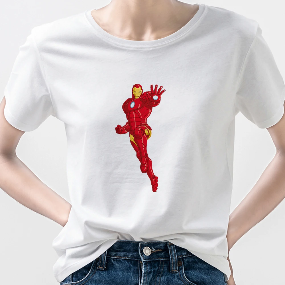 

Marvel T-Shirts Women t Shirts Iron Man Casual Cool Aesthetic Clothes Harajuku Summer 2021 New Arrivals Ropa Tumblr Mujer Cool