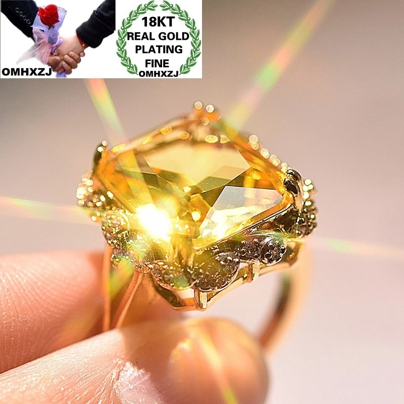 

OMHXZJ RR1102 Wholesale European Fashion Woman Girl Party Birthday Wedding Gift Rectangle AAA Zircon 18KT Gold White Gold Ring