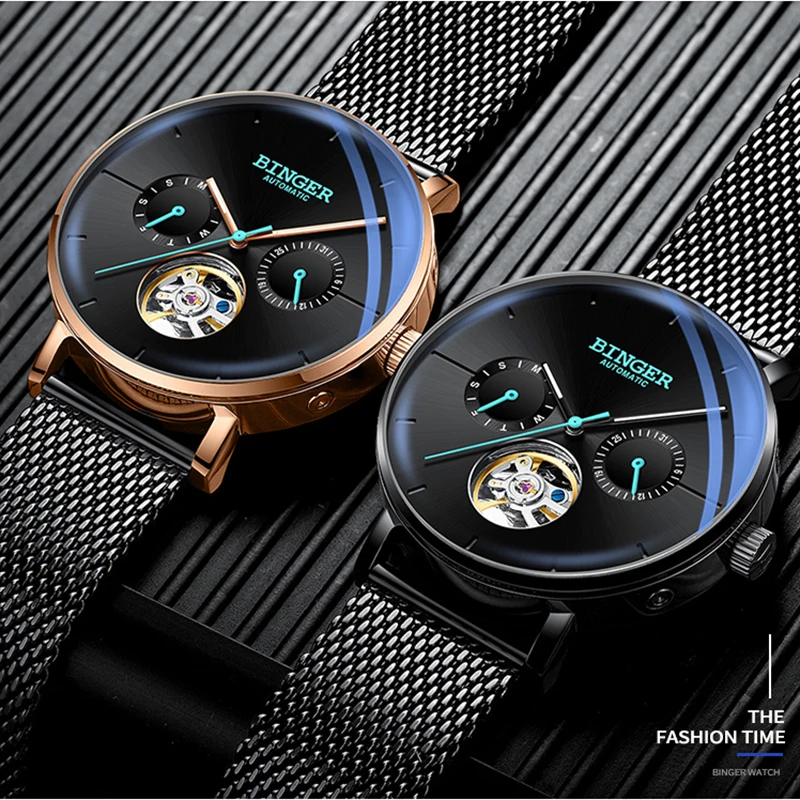 Tourbillon автоматические часы для мужчин s Бингер лучший бренд класса люкс