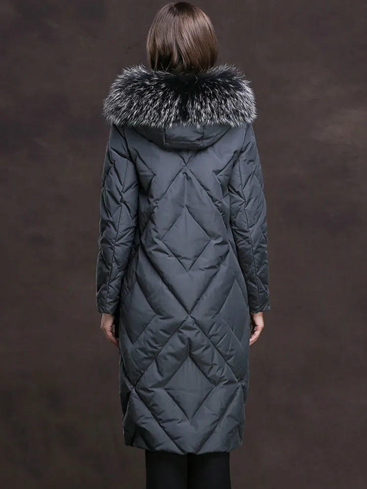 Женская куртка с воротником из лисьего меха корейский женский пуховик