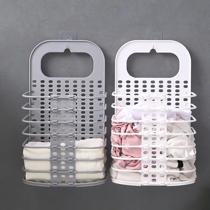 

Foldable Dirty Clothes Basket Wall Hanging Laundry Basket Household Laundry Clothes Storage Basket Free Punching Laundry