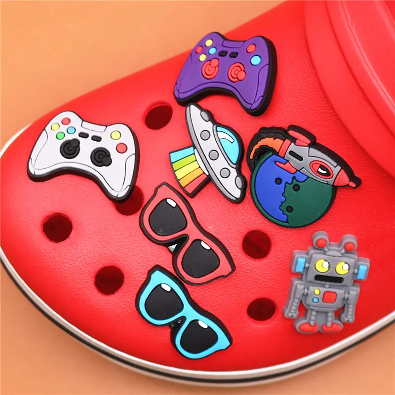 1pcs Cartoon UFO PVC shoe charms shoe accessories DIY shoe decoration for croc jibz kids favor kawaii cute X-mas gift U58