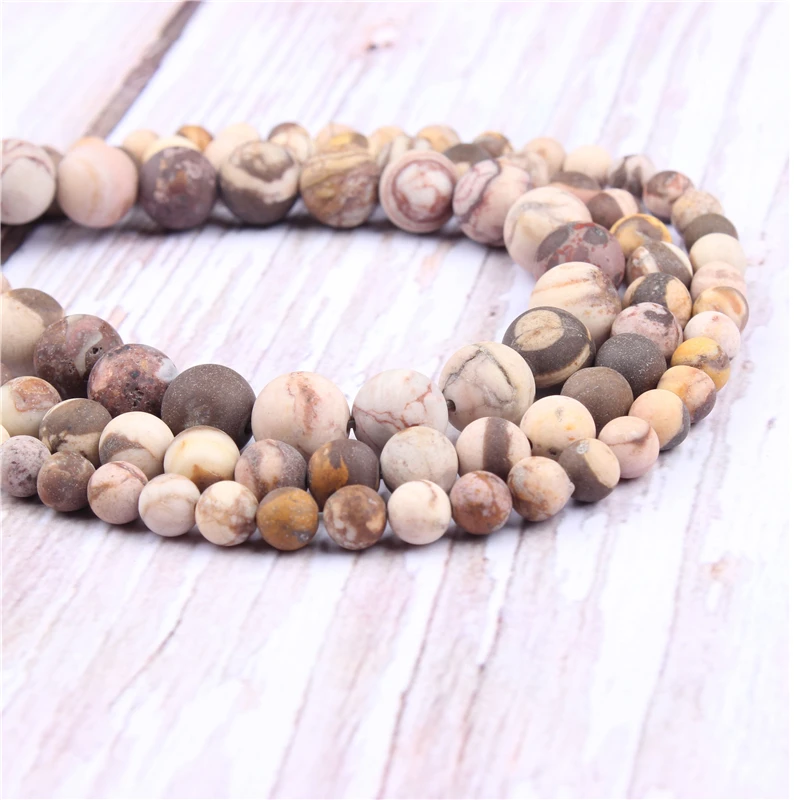 

Frosted Australian Zebra NaturalStoneBeadsForJewelryMakingDiyBraceletNecklace4/6/8/10/12mmWholesaleStrand