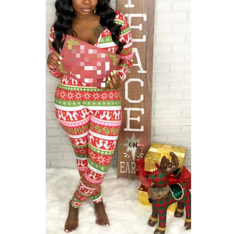 

Christmas Pajamas Adults Women Plus Size Bodysuit Leotard Sleepwear Jumpsuit Rompers Xmas Party