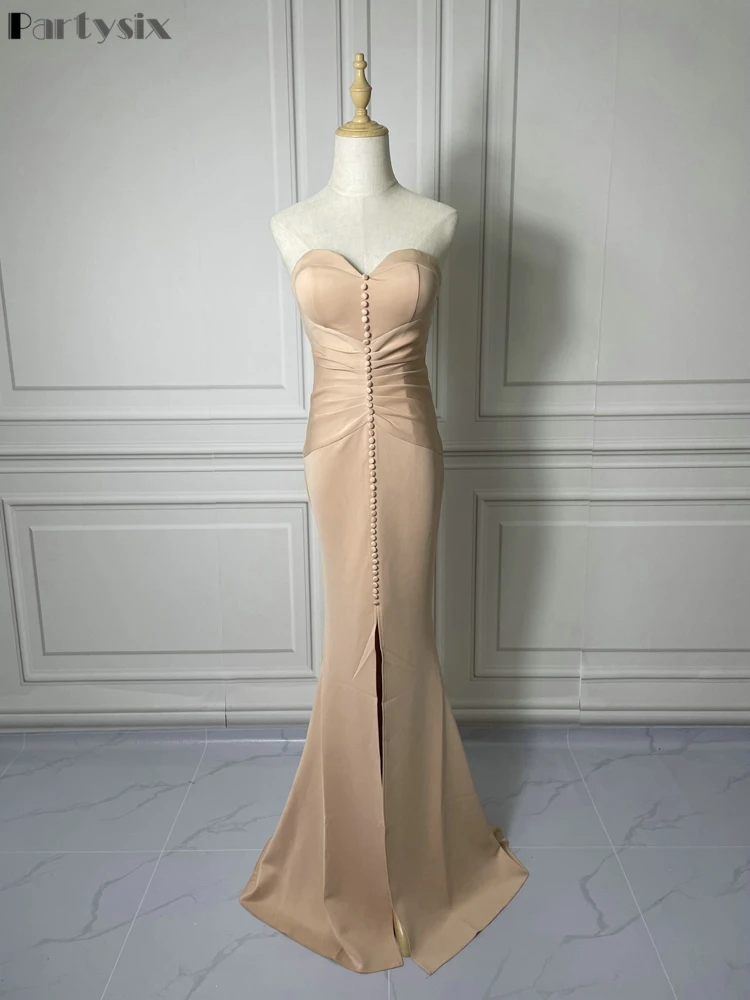 Partysix 2021 Off shoulder Satin Sexy Long Evening Dress Women Elegant Party Dress YD18210