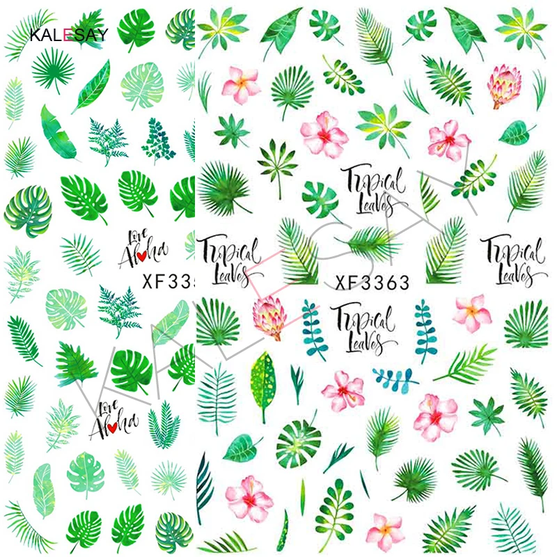 

3D Nail Art Stickers Manicure Decoration Design Art Decal Spring Green Leaf Nail Decor Art Designer Decals Flower Self Adhesive