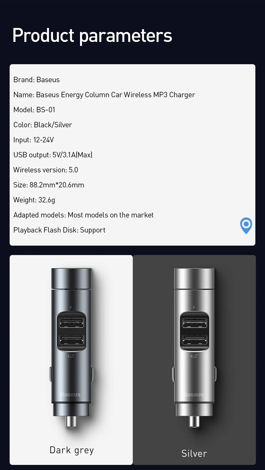 Baseus автомобильное зарядное устройство Bluetooth беспроводной fm-передатчик двойной USB зарядное устройство для телефона Handsfree Bluetooth MP3 плеер для iPhone XS samsung
