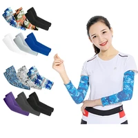 2pcs ice fabric running arm sleeves basketball cycling volleyball sunscreen band uv protection fitness armguards for hide tattoo