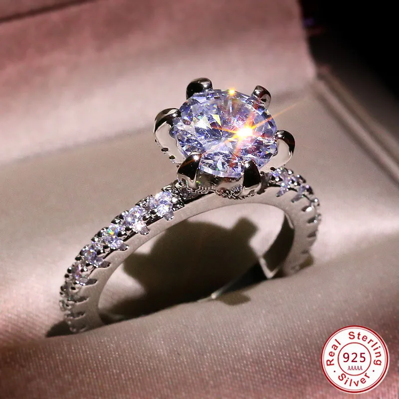 Женское кольцо из серебра 925 пробы с крупным Цирконом|Кольца| |