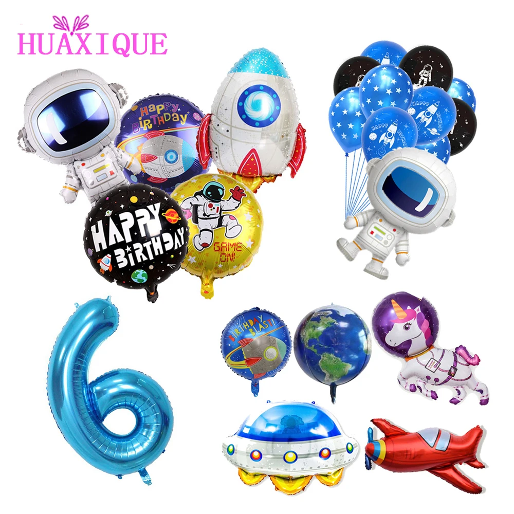 

1set Outer Space Party Astronaut Balloons Rocket Foil Balloons Galaxy Theme Party Boy Kids Birthday Party Decor Helium Globals
