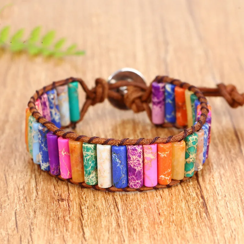 Браслет с 7 чакрами ювелирные изделия ручной работы разноцветные бусины из