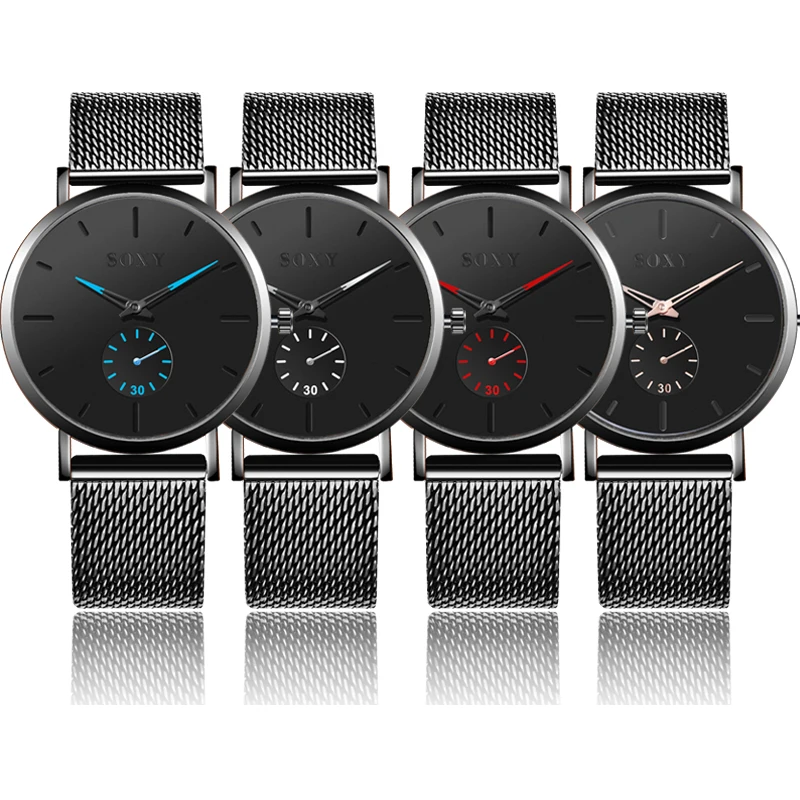 Лидер продаж мужские часы модные спортивные ультратонкие Роскошные со стальной