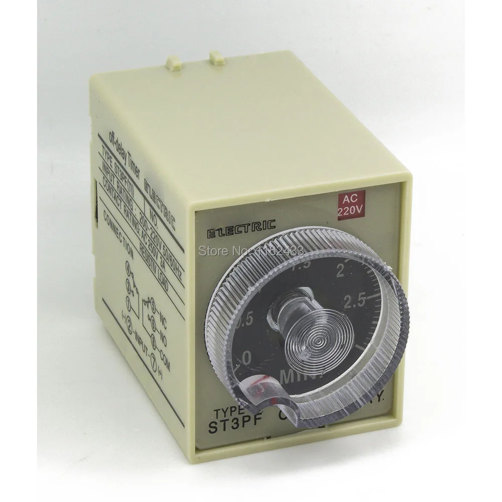 ST3PF T1 AC 220V 3min off delay DPDT time relay 220VAC 3m timer|delay timer|time relaydelay timer |