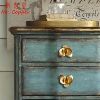 vintage brass flower shape dresser cabinet pull drawer knobs wardrobe kitchen cupboard handle nordic pastoral furniture hardware