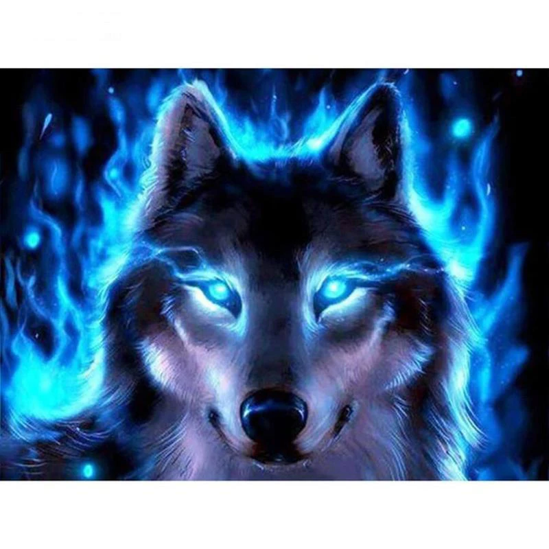Алмазная 5D картина голубые глаза волка полноразмерная/круглая вышивка крестиком