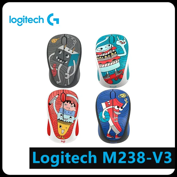 Logitech M238 V3 3 клавиши мультфильм USB беспроводной 1000DPI оптическая компьютерная мышь