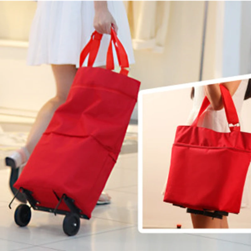 

Oxford Folding Shopping Bag Shopping Cart Wheels Bag Small Pull Cart Women's Buy Vegetables Bag Shopping Organizer Tug Package