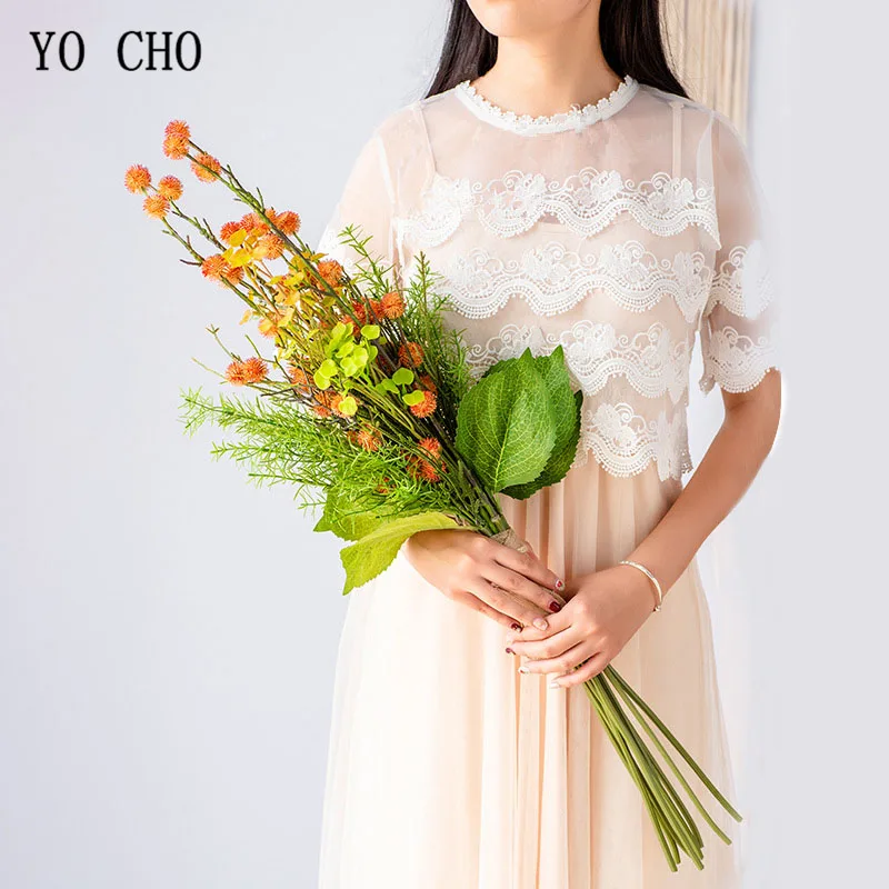 YO CHO Свадебный Цветочный букет для невесты качественный из зеленых растений