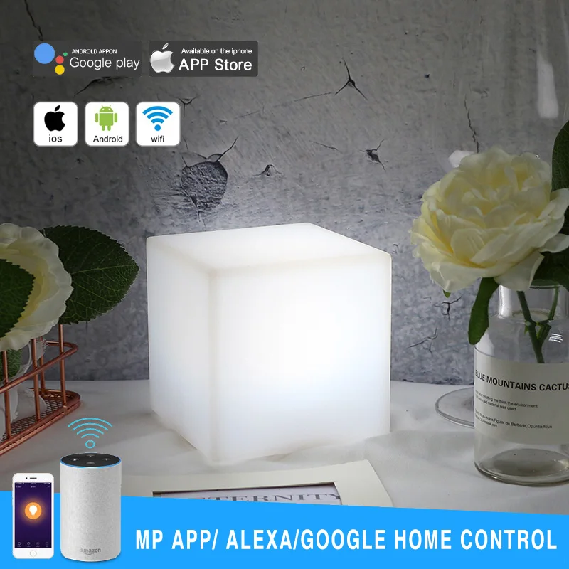 Умная Настольная лампа с Wi-Fi работает Alexa Google Home голосовым управлением 10-цветным