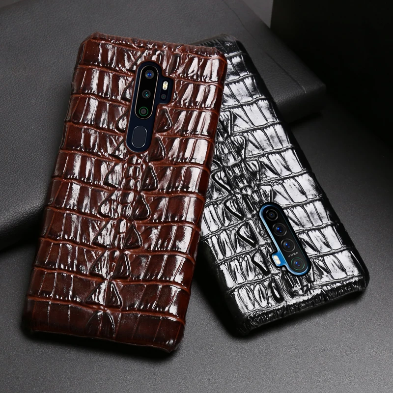 

Leather Phone Case For OPPO Find X2 R15 R17 Reno Z 2 2Z 2F 3 4 Pro Ace 2 A5 A9 2020 A11X K3 K5 Cowhide Crocodile Tail Cover