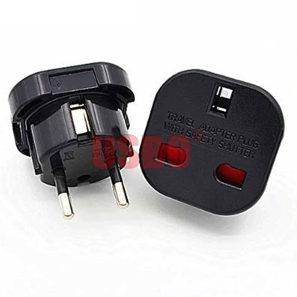 Black White 10A / 16A 250V copper European 4.0mm pin travel adaptor plug universal UK to EU power socket converter | Электроника