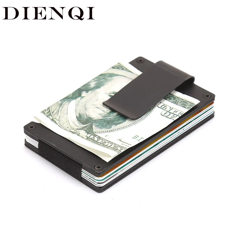 Металлический держатель для карт DIENQI Rfid мужской маленький тонкий кошелек в три